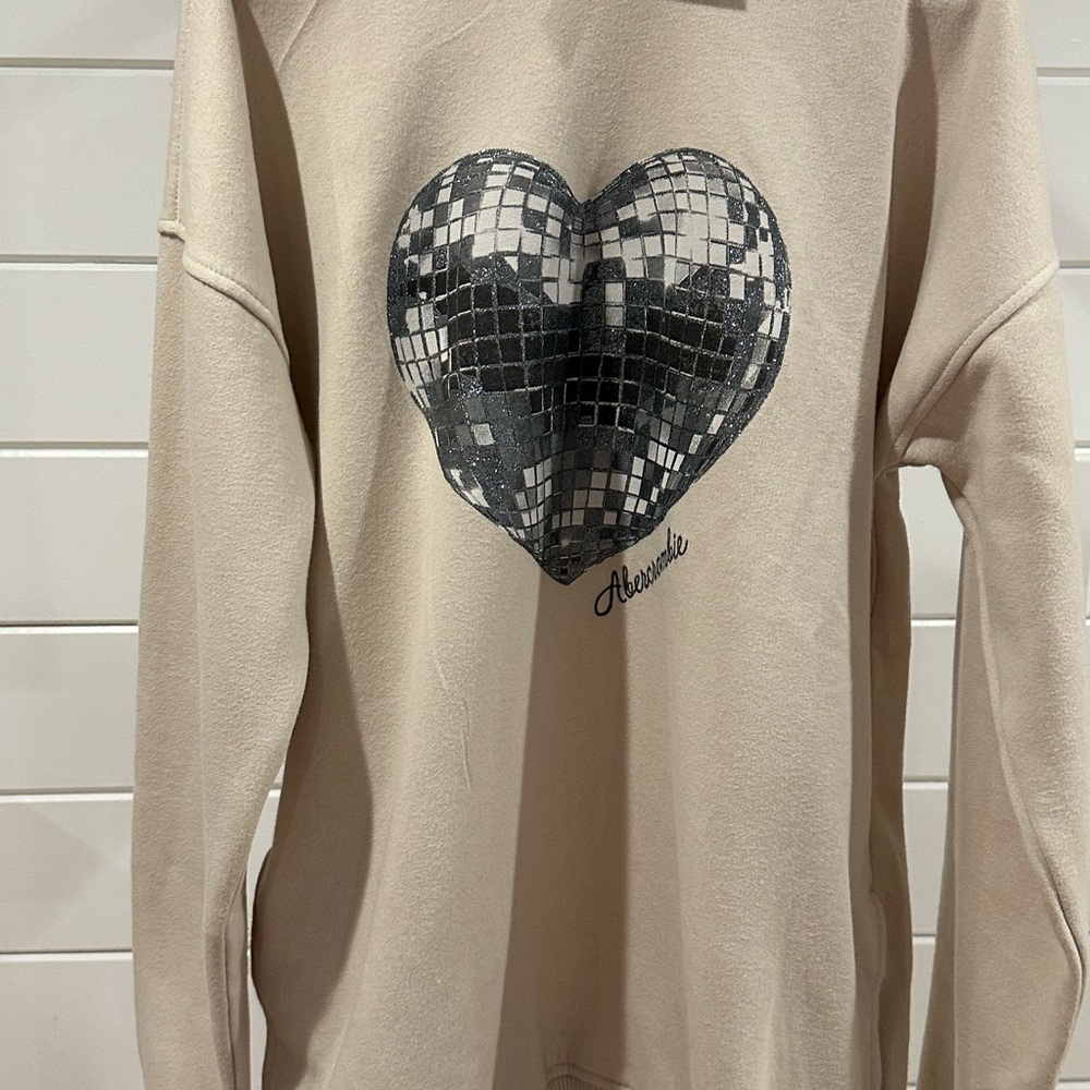 Abercrombie Kids oversized graphic popover hoodie in oatmeal